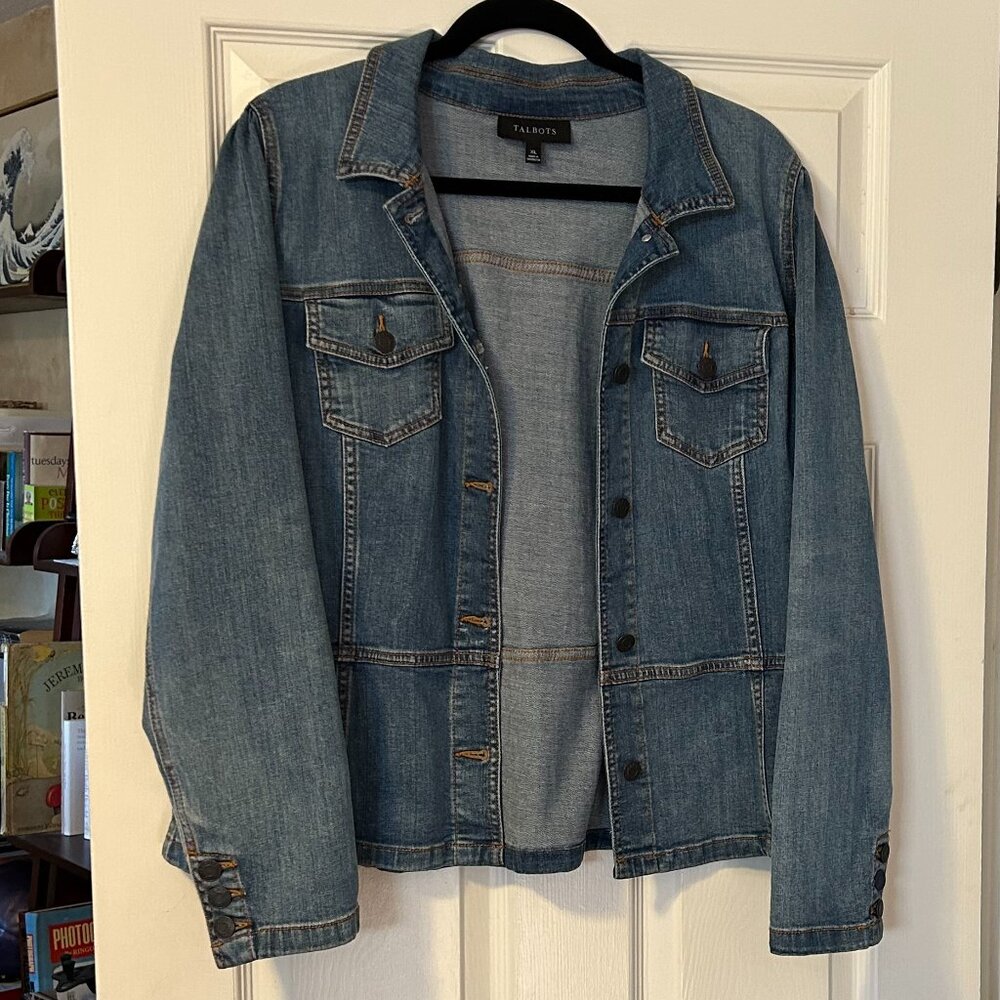 Talbots Ladies Stretch Peplum Denim Jacket, Size XL